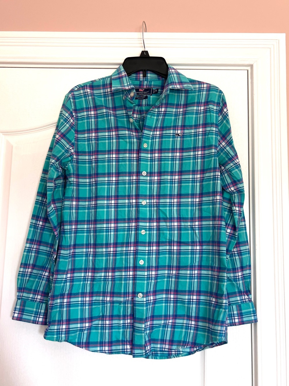 Vineyard Vines Teal and Blue Plaid Button-Down Shirt